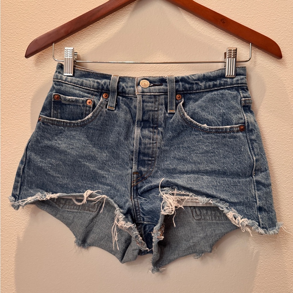 Levi's Blue Jean Shorts Distressed High-Waisted